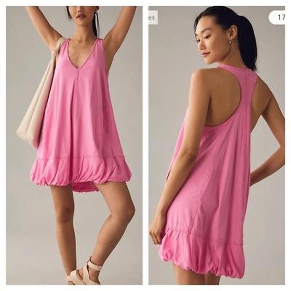 Anthropologie Pink Bubble-Hem Racerback Sundress